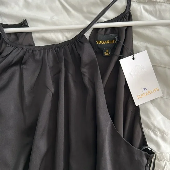 Sugarlips black silky jumpsuit - Picture 5 of 8